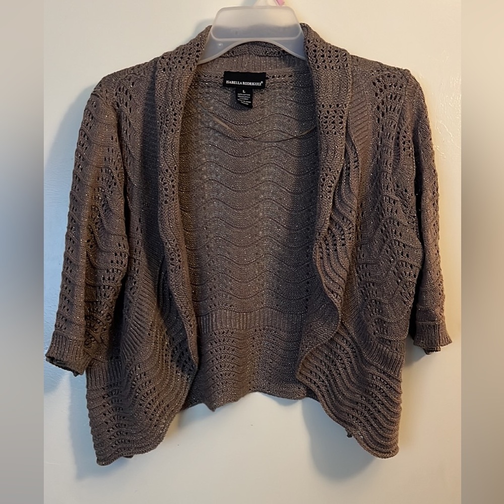 Isabella Rodriguez Shimmery Knit Cropped Cardigan ✨